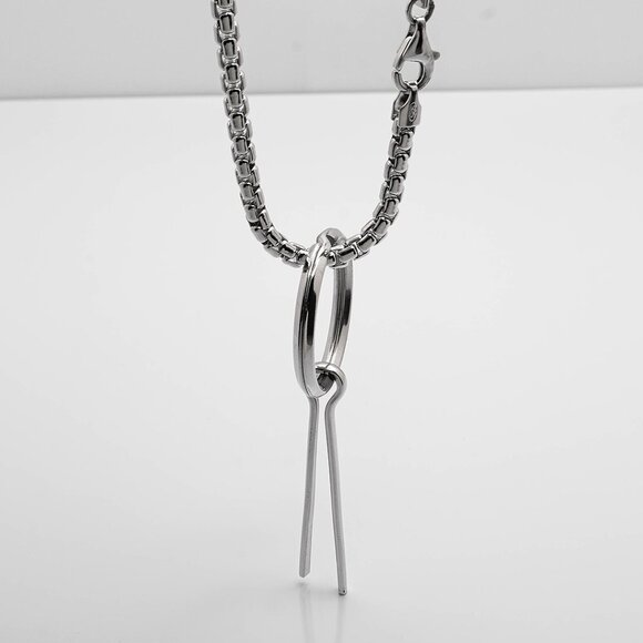 Vitaly Pin Pendant with 925 Sterling Silver Chain - 62cm - Picture 6 of 8